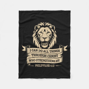 Christian Philippians 4_13 Religious Lion Strength Fleece Blanket