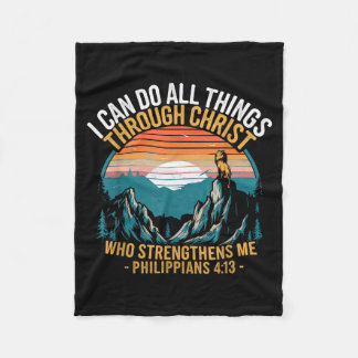 Christian Philippians 4_13 Religious Lion Strength Fleece Blanket