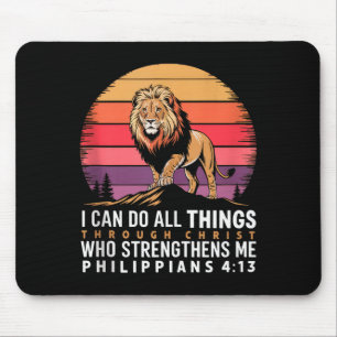 Christian Philippians 4_13 Religious Lion Strength Mouse Mat