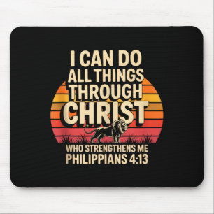 Christian Philippians 4_13 Religious Lion Strength Mouse Mat