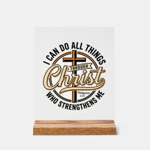 Christian Philippians 4_13 Vintage Quote Shirt Des Acrylic Sign