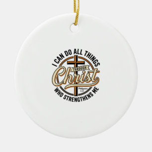 Christian Philippians 4_13 Vintage Quote Shirt Des Ceramic Tree Decoration