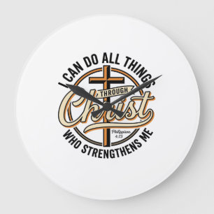 Christian Philippians 4_13 Vintage Quote Shirt Des Large Clock