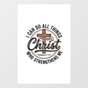 Christian Philippians 4_13 Vintage Quote Shirt Des Window Cling