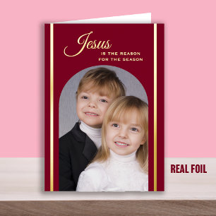 Christian Photo Christmas Gold Foil Card