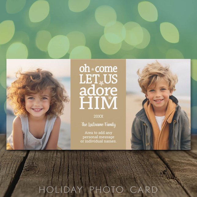 Christian Photo - Christmas - Let Us Adore Him Holiday Card (Classic Holiday Photo Card)