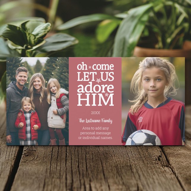 Christian Photo - Christmas Oh Come Let US Adore Holiday Card (Create A Personal Holiday Photo Card)