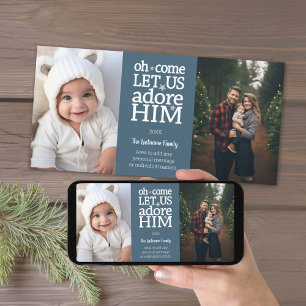 Christian Photo Christmas - pastel blue dots Holiday Card