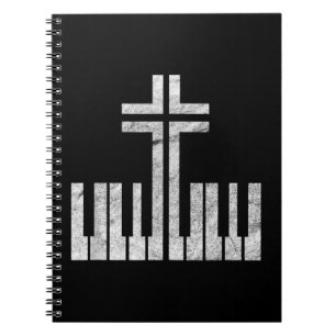 Christian Piano Cross Keyboard Pianist God Jesus M Notebook