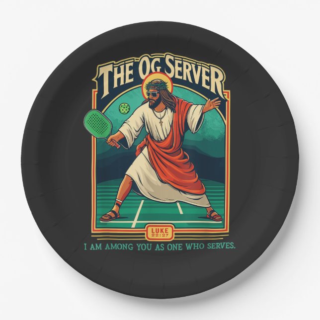 Christian Pickleball Jesus Paper Plate (Front)