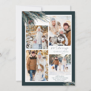 Christian Pine Photo Nativity Scripture on Back Holiday Card