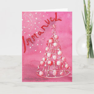 Christian Pink Christmas Tree Greeting Card
