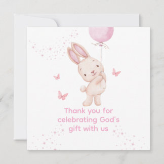 Christian Pink Girl Baby Shower Thank You Card