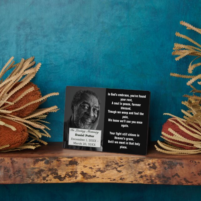 Christian Poem Dad Photo Memorial Funeral  Plaque (Side)