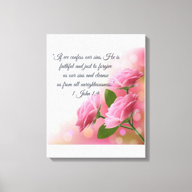 Christian Poster 1 John 1:9 Canvas Print (Front)