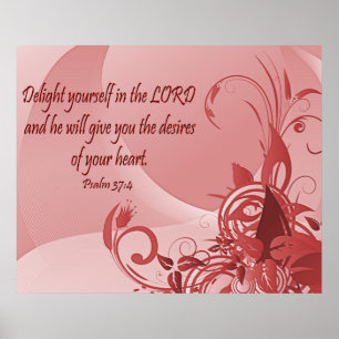 Christian Poster with Bible Verse Psalm 37:4