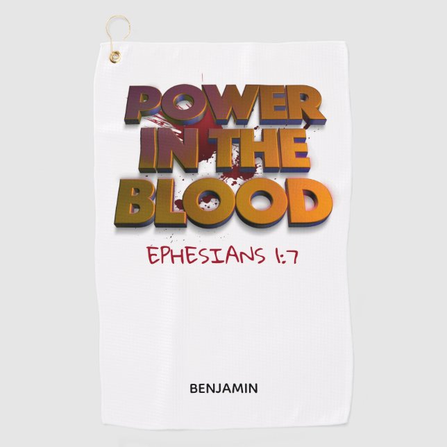 Christian power in the blood salvation message golf towel (Front)