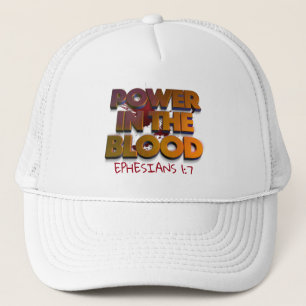 Christian power in the blood salvation message trucker hat