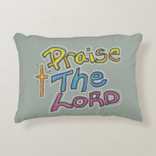 Christian ‘Praise the LORD’ with Cross Decorative Cushion