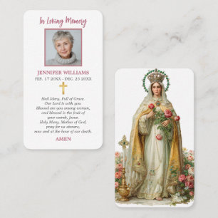 Christian Prayer Card Floral Virgin Mary Queen