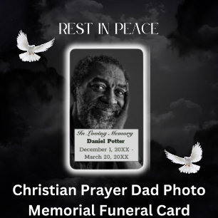 Christian Prayer Dad Photo Memorial Funeral Card