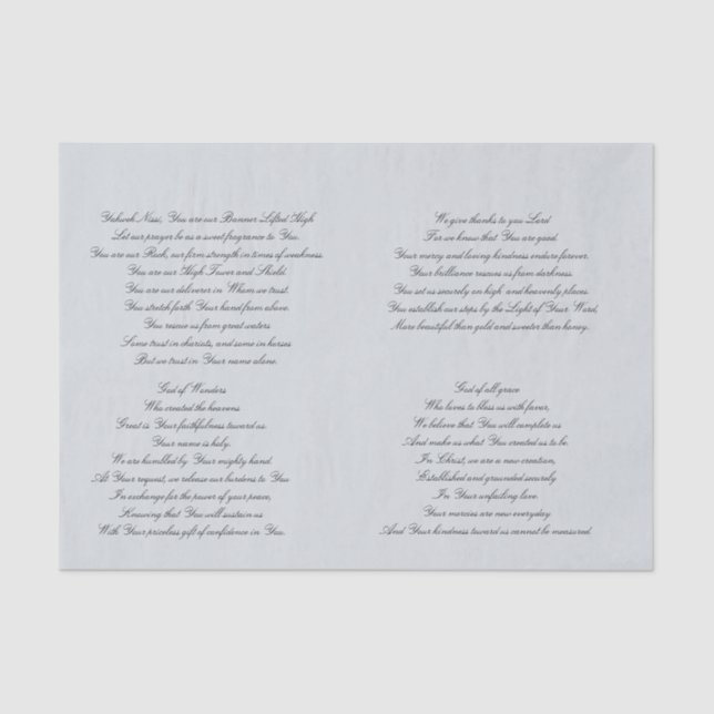 Christian Prayer Decoupage Tissue Paper (Front)