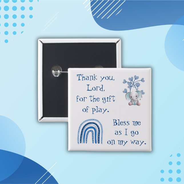 Christian Prayer for kids Blue | 15 Cm Square Badge (Creator Uploaded)