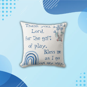 Christian Prayer for kids Blue Cushion