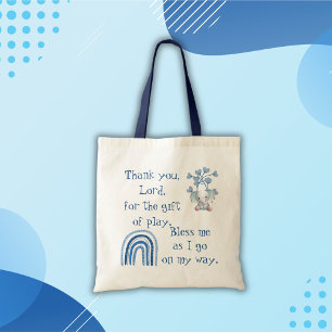Christian Prayer for kids Blue   Tote Bag
