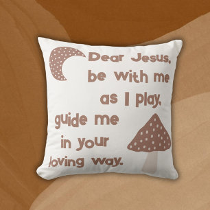 Christian Prayer for kids Brown & White Cushion