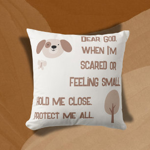 Christian Prayer for kids Brown & White Cushion