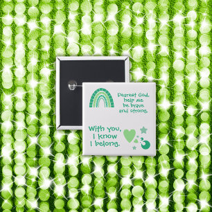 Christian Prayer for kids Green   15 Cm Square Badge