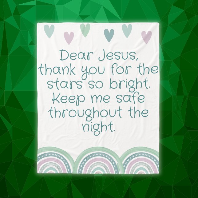 Christian Prayer for kids Green & Pink | Fleece Blanket (Creator Uploaded)