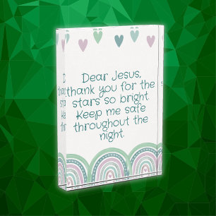 Christian Prayer for kids Green & Pink   Photo Block