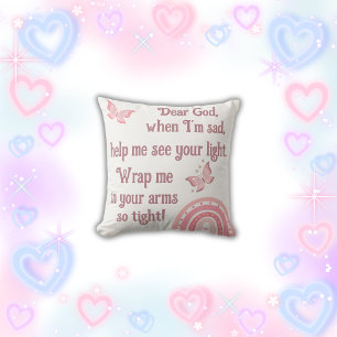 Christian Prayer for kids Pink Cushion