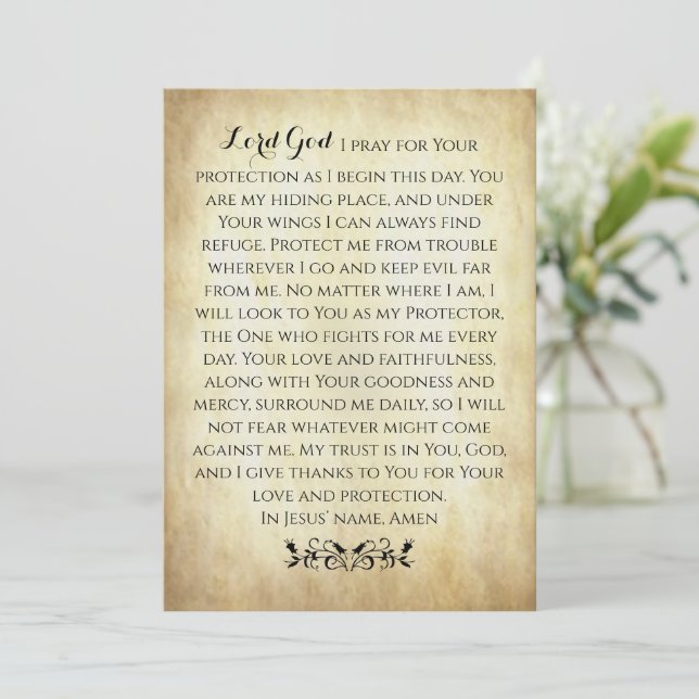Christian Prayer for Protection Flat Card (Standing Front)