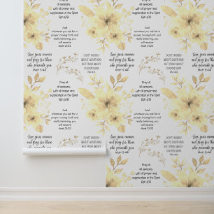 Christian PRAYER Lemon Floral Wallpaper
