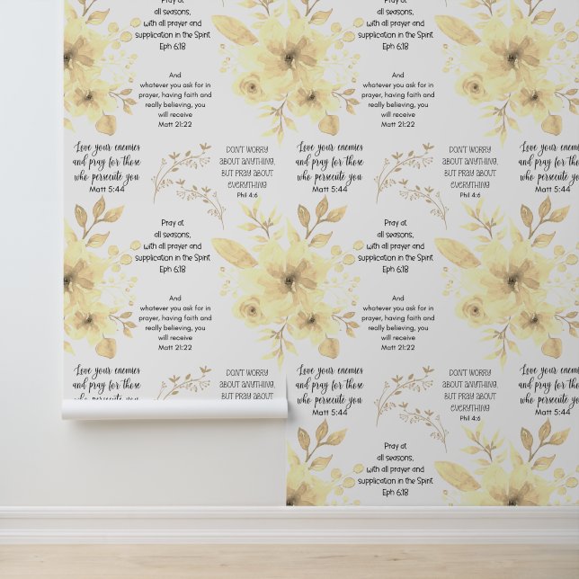 Christian PRAYER Lemon Floral Wallpaper (Application)