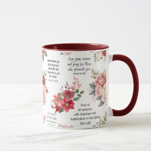 Christian PRAYER SCRIPTURES Floral Mug