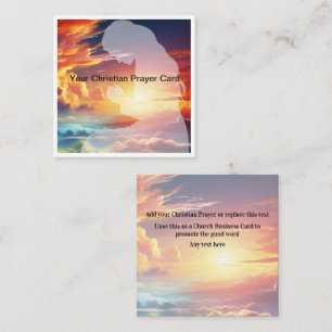 Christian Prayer Sunset Sky Heavens Square Business Card