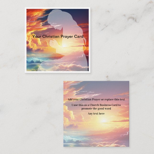 Christian Prayer Sunset Sky Heavens Square Business Card (Front/Back)
