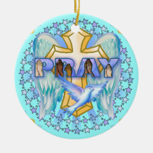 Christian Prayer Wings Ceramic Tree Decoration