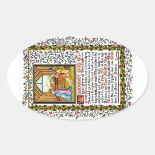 Christian Prayer With Nativity Oval Sticker