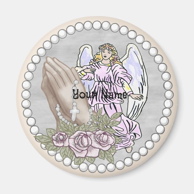 Christian Praying Rosary Angel   Magnet (Front)