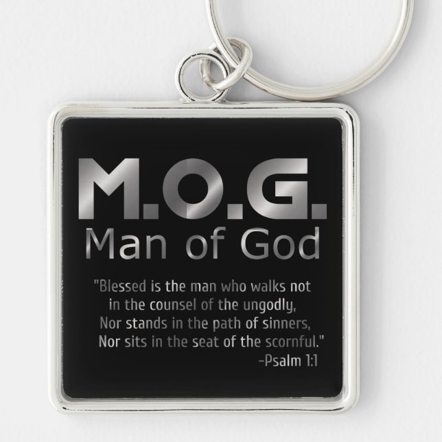 Christian Prophetic Silver MAN OF GOD PSALM 1:1 Key Ring (Front)