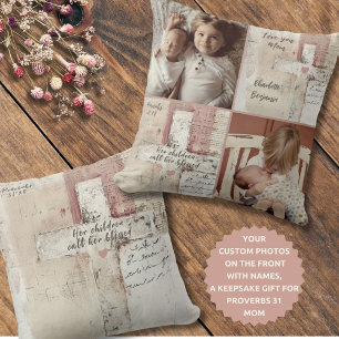 Christian Proverbs 31:28 Mum Photo Collage Name Cushion