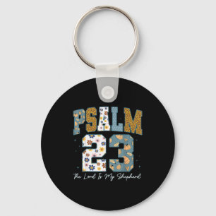 Christian Psalm 23 Retro The Lord Is My Shepherd B Key Ring