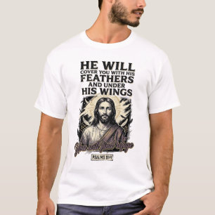 Christian Psalm 91_4 Jesus Vintage Engraving Shirt