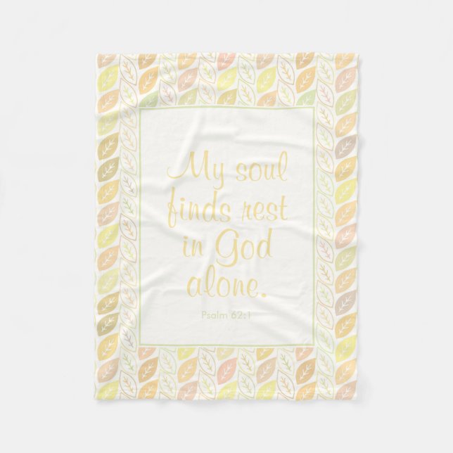 Christian Psalm Pastel Leaf Pattern Fleece Blanket (Front)