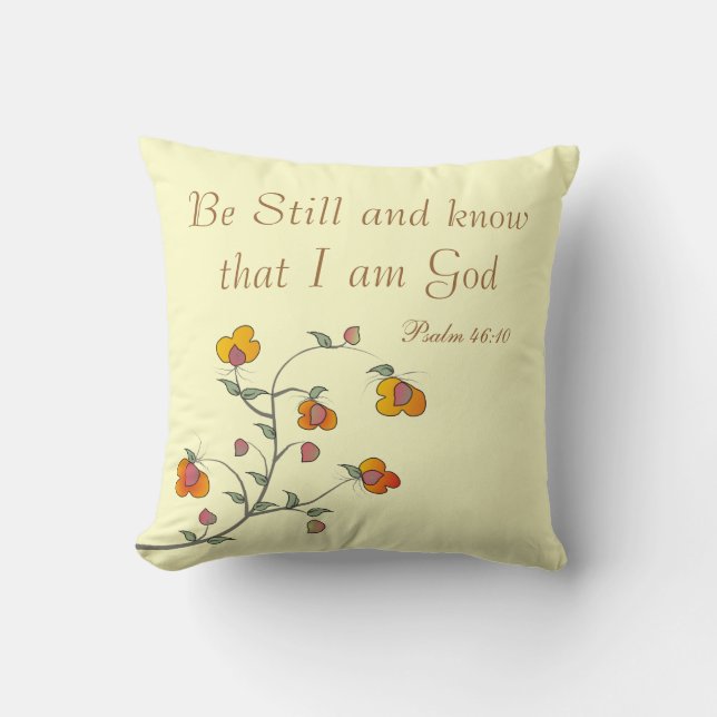 Christian Psalm Pillow, Psalm 46:10 Cushion (Front)